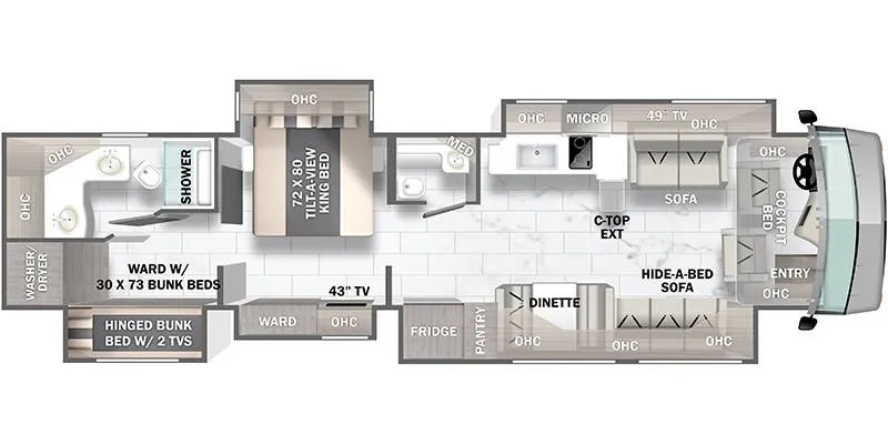 Forest River Berkshire XLT 45E floor plan