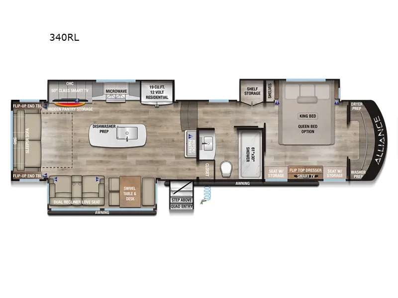 2026 Alliance RV Paradigm 340RL floor plan