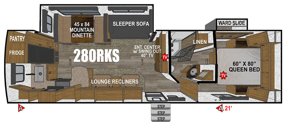 2026 Outdoors RV Mountain Series Black Stone 280RKS floor plan