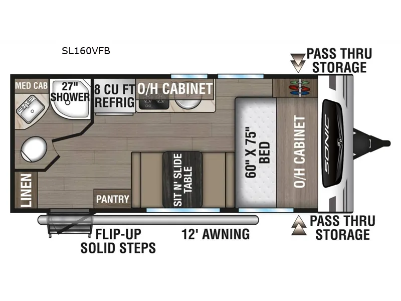2025 Venture RV Sonic Lite SL160VFB - Floor plan