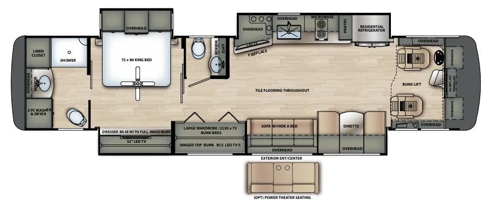 Forest River Berkshire XL 40C floor plan