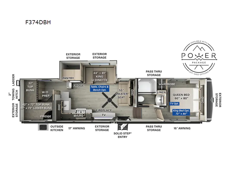2025 Forest River Flagstaff Classic F374DBH — Floor plan