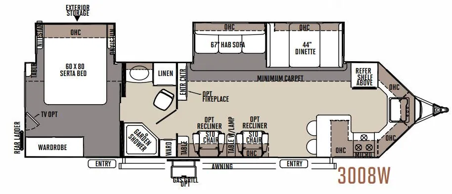 Forest River Rockwood Windjammer 3008W floor plan