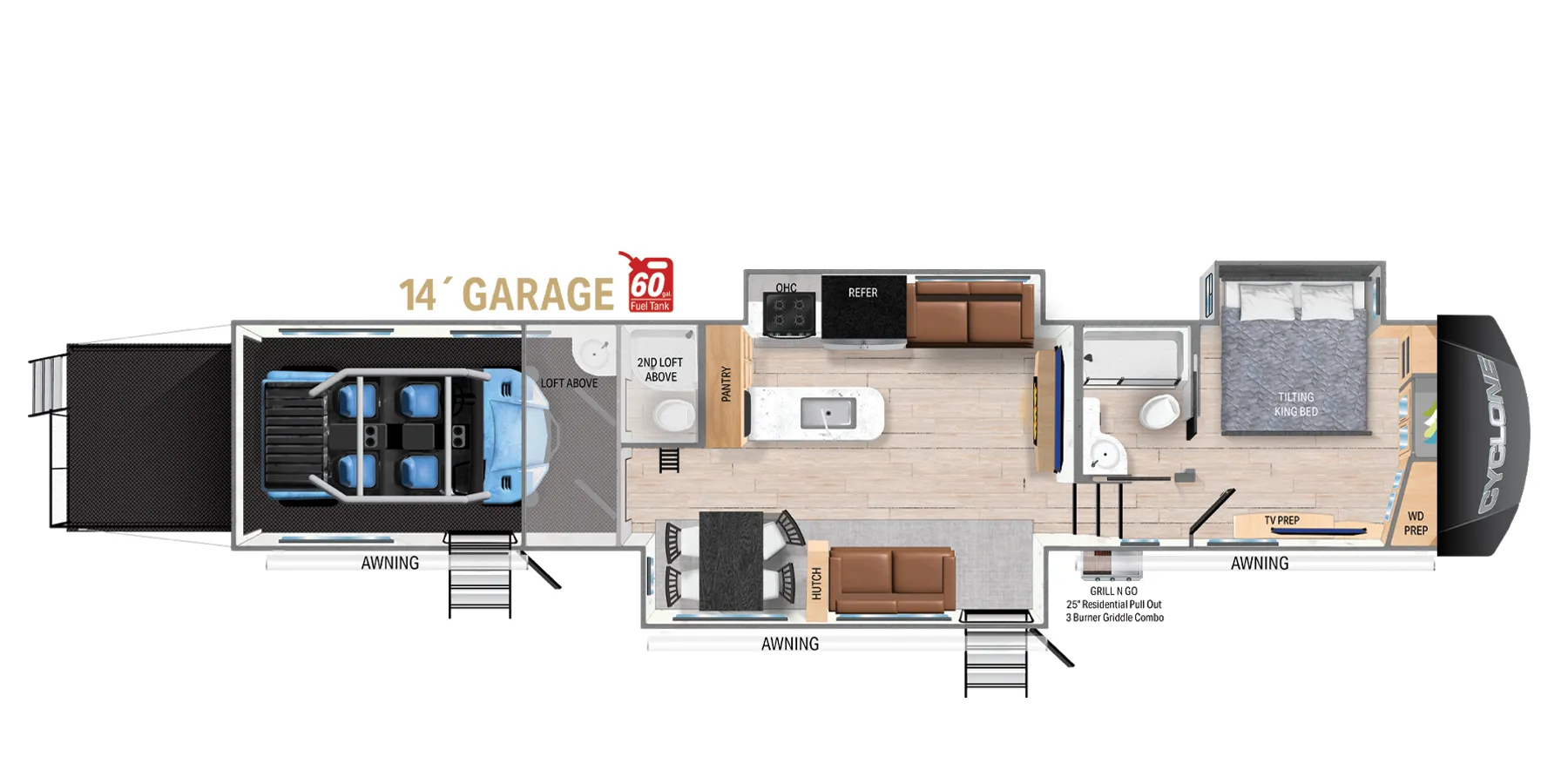 2023 Heartland Cyclone 4014C - Floor plan