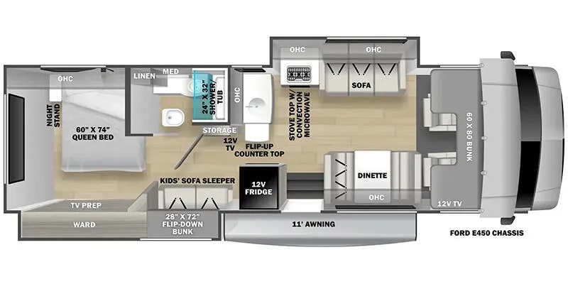 2023 Forest River SUNSEEKER LE 3250 Class C Motorhome - Floor plan