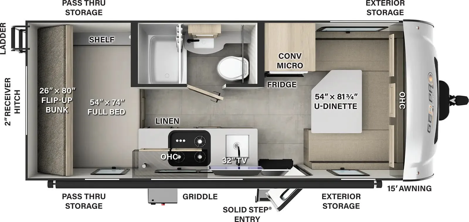 2025 Forest River Rockwood Geo Pro G19DBH - Floor plan