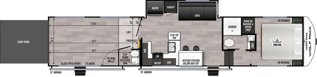 2025 Forest River Cherokee Wolf Pack 365PACK155 floor plan