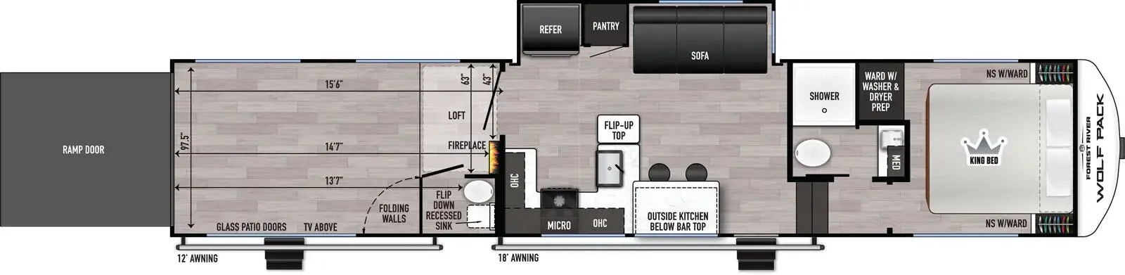 2025 Forest River Cherokee Wolf Pack 365PACK155 - Floor plan