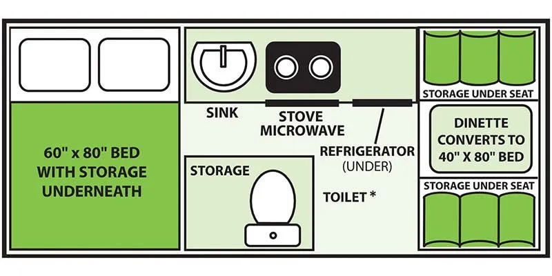 2022 Aliner Expedition Permanent Bed floor plan