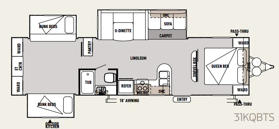 Forest River Wildwood 31KQBTS floor plan