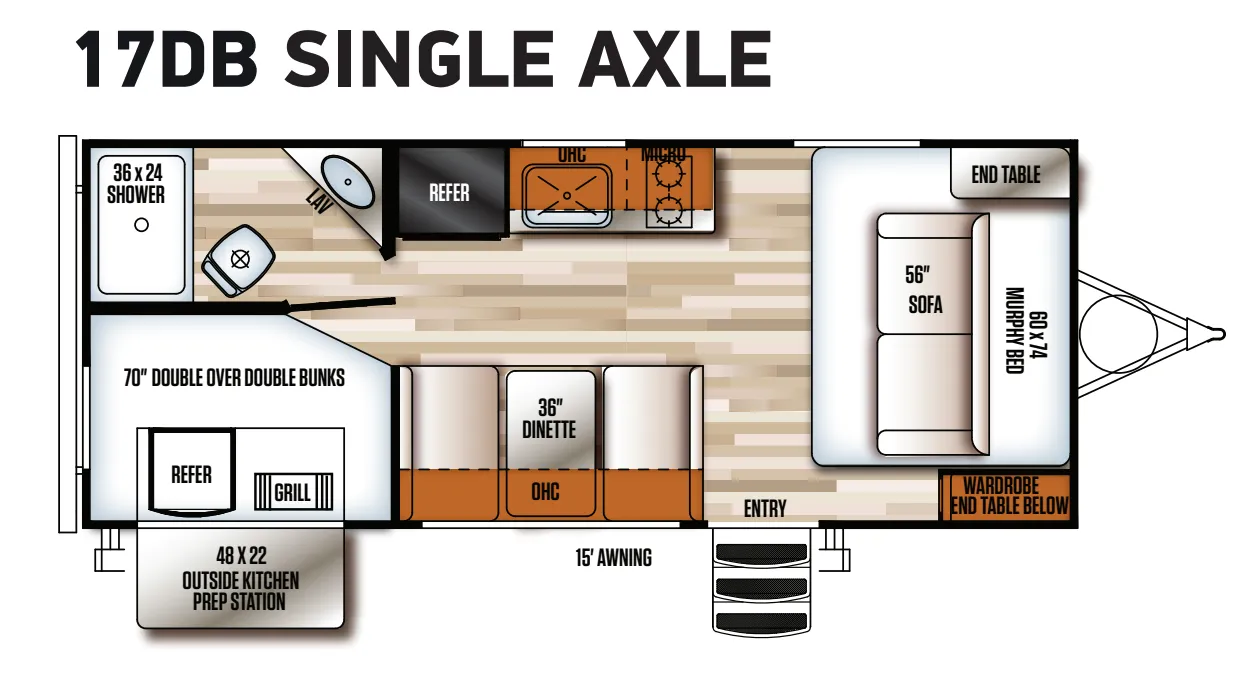 Forest River Vibe 17DB floor plan