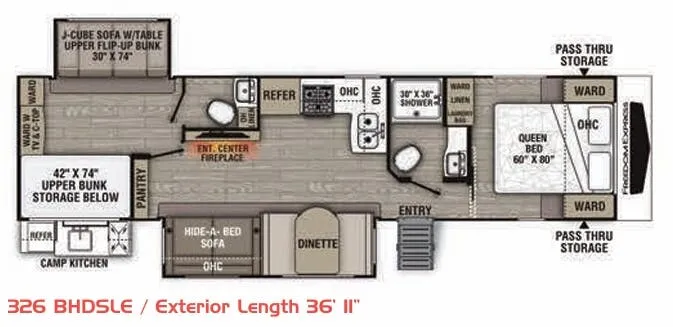 Coachmen Freedom Express Liberty Edition 326BHDSLE floor plan