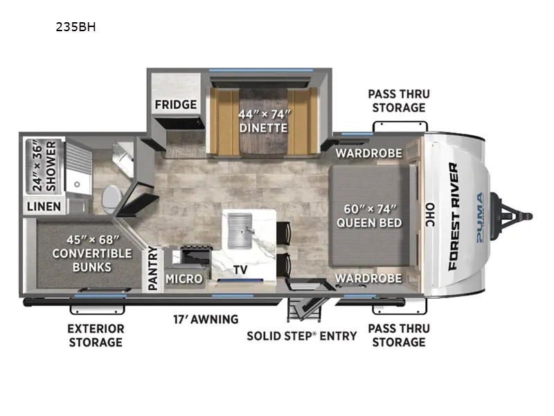 2026 Forest River Puma Tracks 235BH - Floor plan