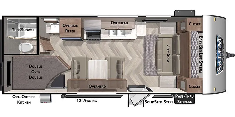 2019 Forest River Wildwood X-Lite 19DBXL floor plan
