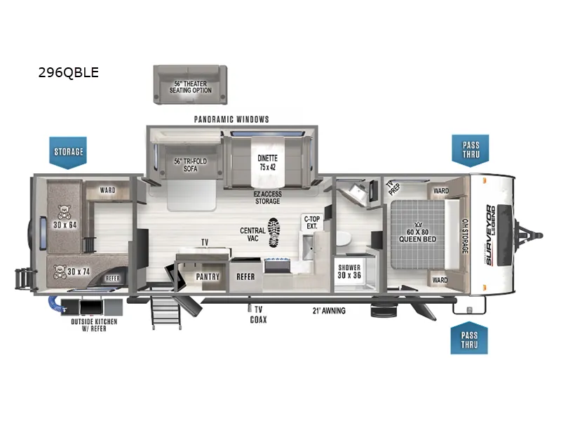 2022 Forest River Surveyor Legend 296QBLE - Floor plan