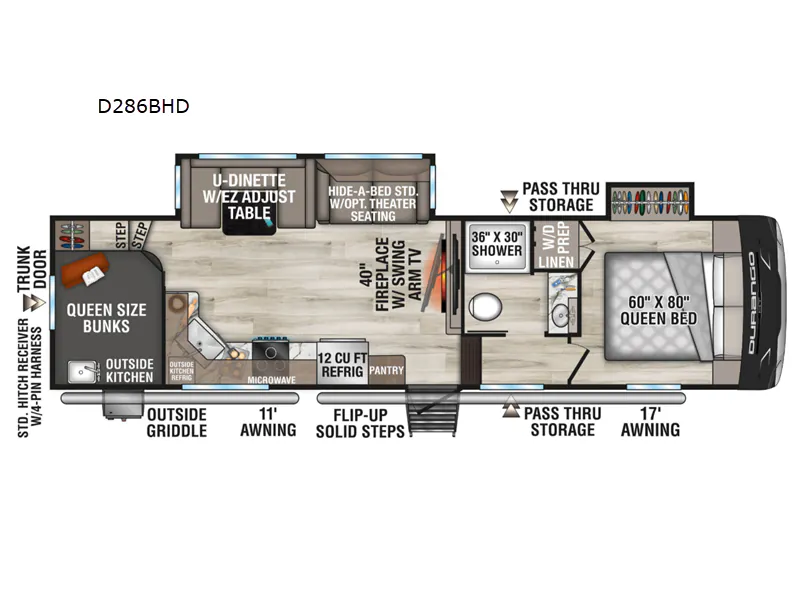 2027 K-Z Durango Half-Ton D286BHD — Floor plan