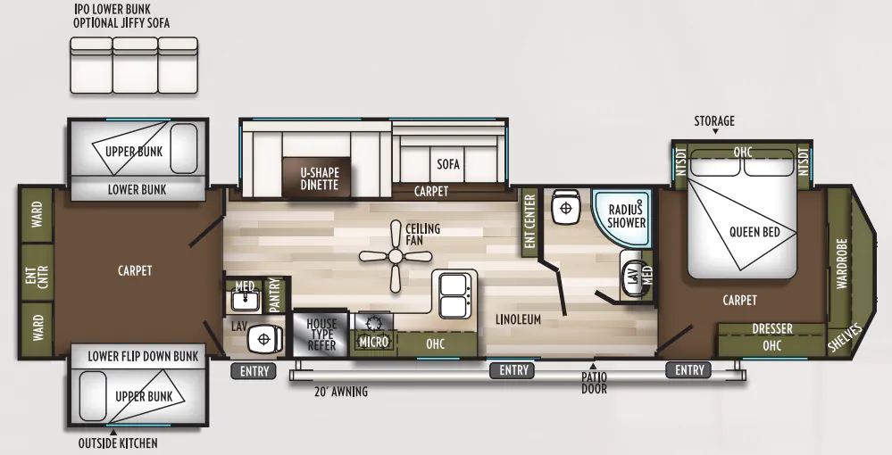 Forest River Wildwood DLX 42QBQ floor plan