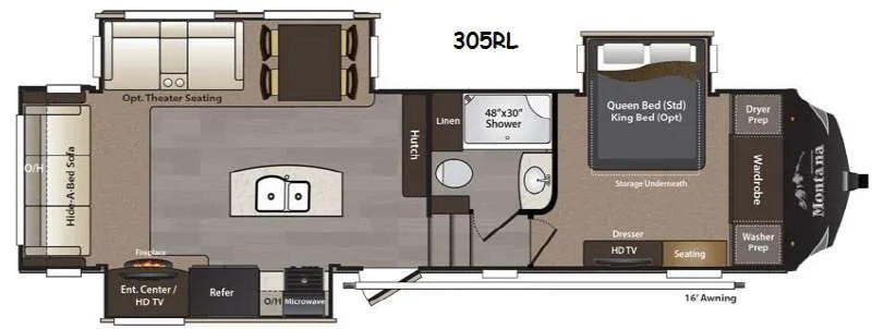 2016 Keystone Montana High Country 305RL - Floor plan