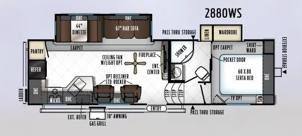 Forest River Rockwood Ultra Lite 2880WS floor plan