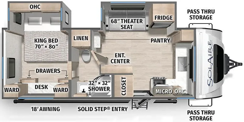 2024 Palomino Solaire Ultra-Lite 2300FKBS - Floor plan