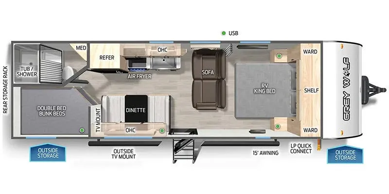 2025 Forest River Cherokee Grey Wolf 26DJSE floor plan