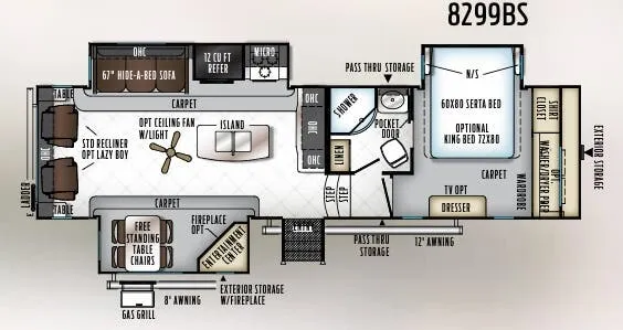 Forest River Rockwood Signature Ultra Lite 8299BS floor plan