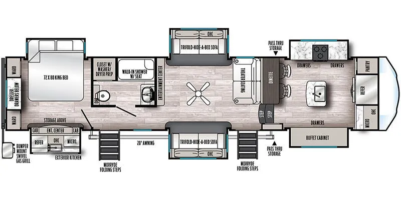 Forest River Sandpiper Luxury 38FKOK floor plan