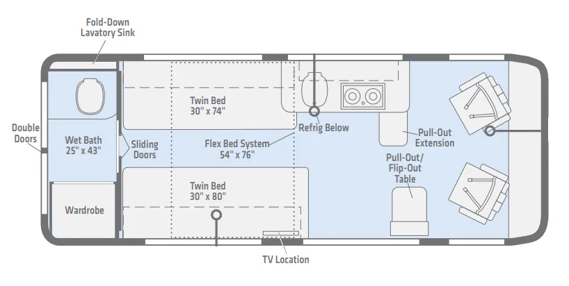 Winnebago Travato 59K floor plan