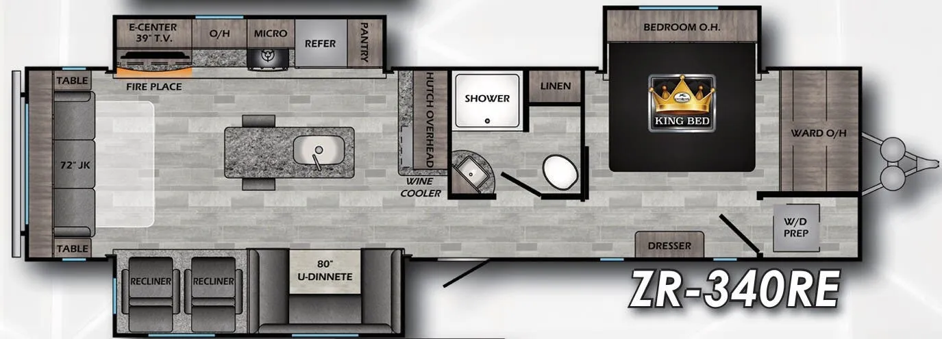 CrossRoads Zinger 340RE floor plan