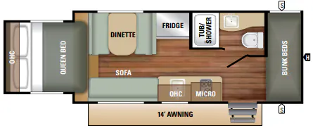 Starcraft Launch Outfitter 7 19BHS floor plan