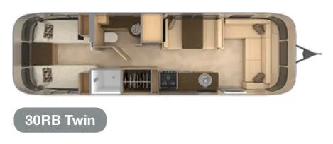 Airstream Flying Cloud 30RB Twin floor plan