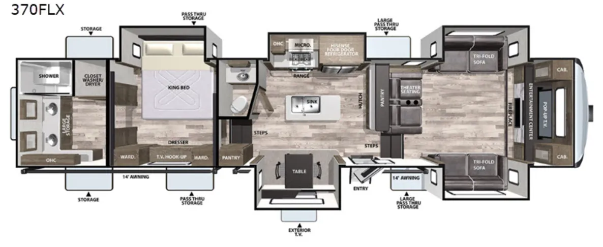 Forest River Cardinal Luxury 370FLX floor plan