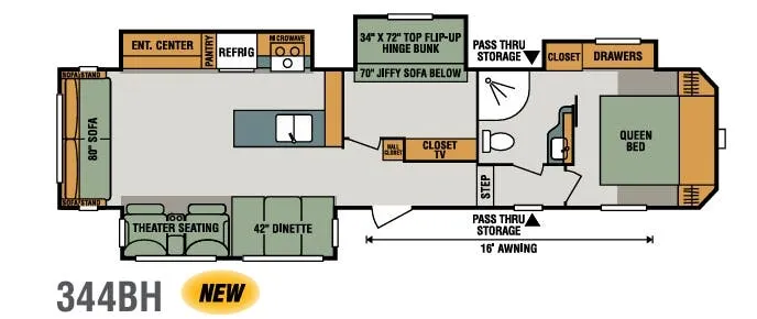 K-Z Sportsmen 344BH floor plan