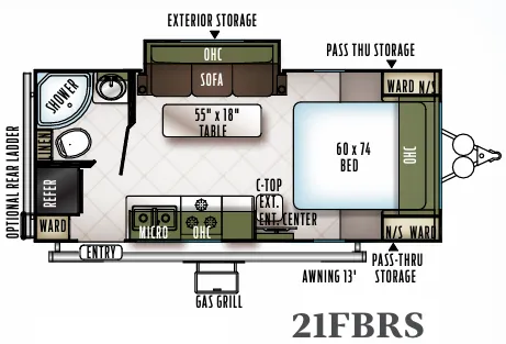 Forest River Flagstaff Micro Lite 21FBRS floor plan