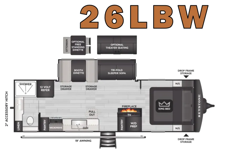 2026 Keystone Rv Cougar 26LBW floor plan