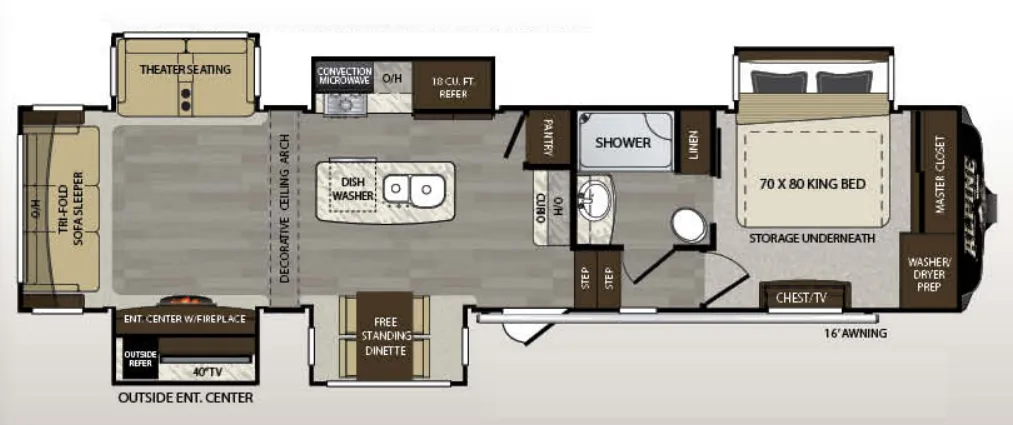 2018 Keystone RV Alpine 3501RL - Floor plan