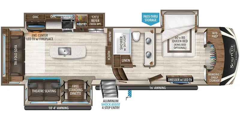 2019 Grand Design Solitude S-Class 3350RL floor plan