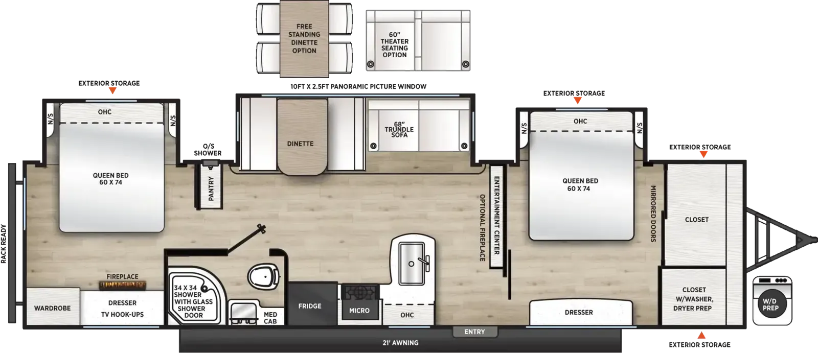 Coachmen Catalina Legacy Edition 343BHTS (2 Queen Beds) floor plan