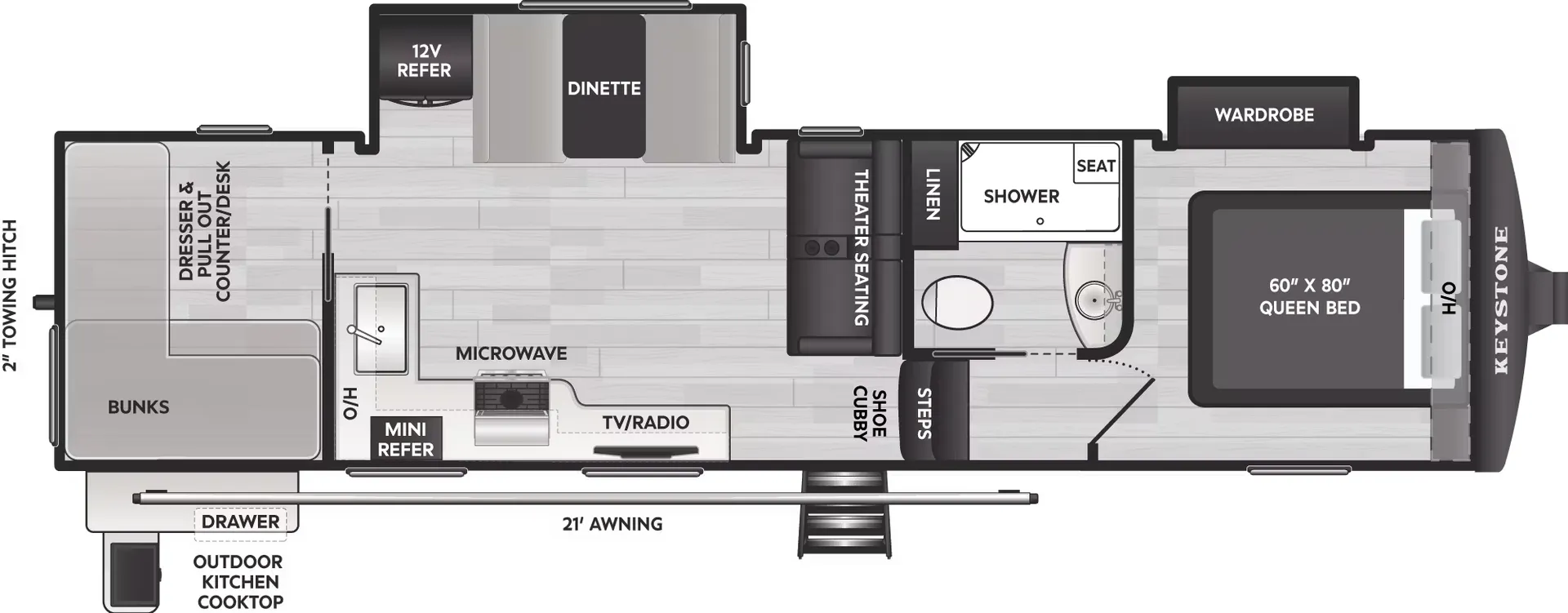 Keystone Arcadia Super Lite 308SLBH floor plan