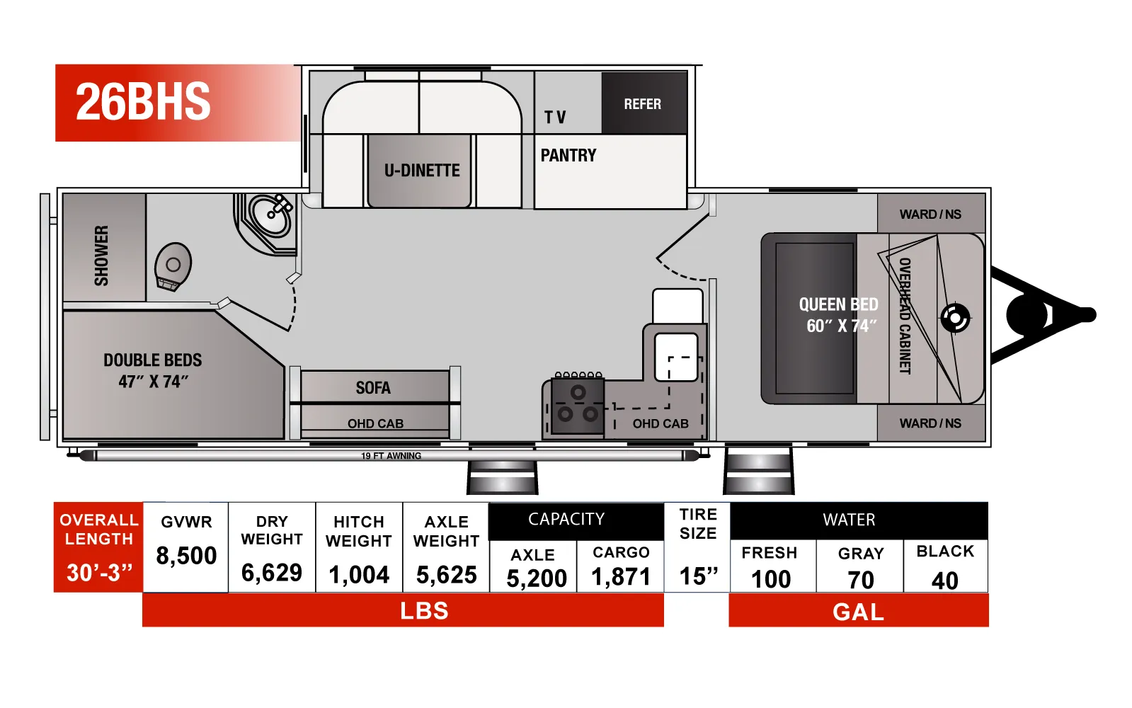 Genesis Supreme Surfside 26BHS floor plan