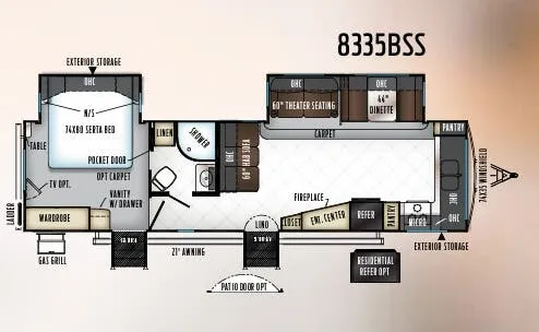 Forest River Rockwood Signature Ultra Lite 8335BSS floor plan