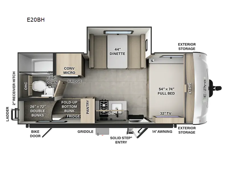 2026 Forest River Flagstaff E-Pro E20BH - Floor plan