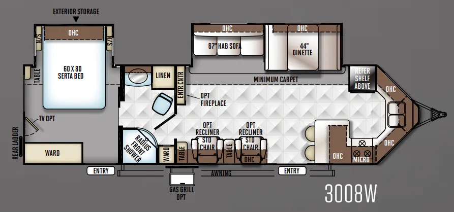 Forest River Rockwood Windjammer 3008W floor plan