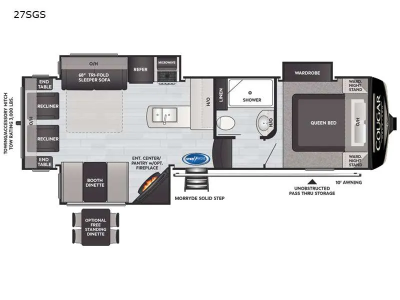 2021 Keystone Cougar Half-Ton 27SGS — Floor plan