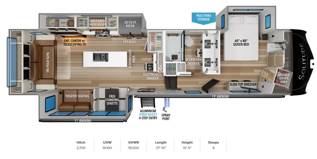 2027 Grand Design Solitude 370DV 370DV - Floor plan