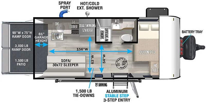 2023 Forest River Wildwood 175RTK - Floor plan