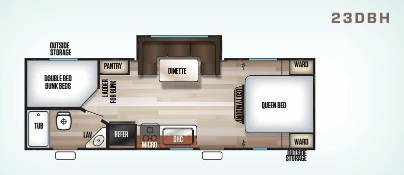 Forest River Cherokee Grey Wolf 23DBH floor plan