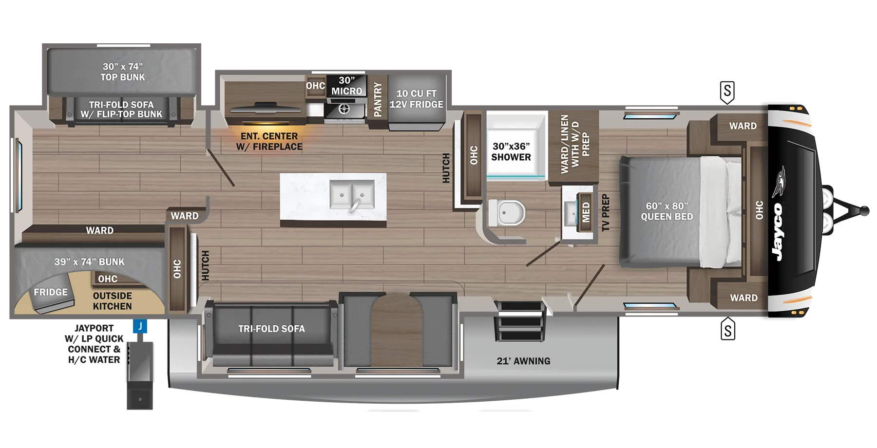 2024 Jayco Eagle Travel Trailers 312BHOK - Floor plan