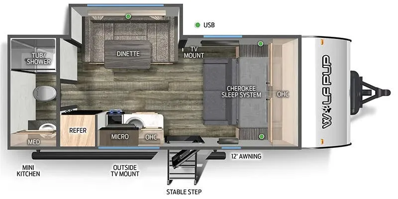 2024 Forest River Cherokee Wolf Pup 16KHW floor plan
