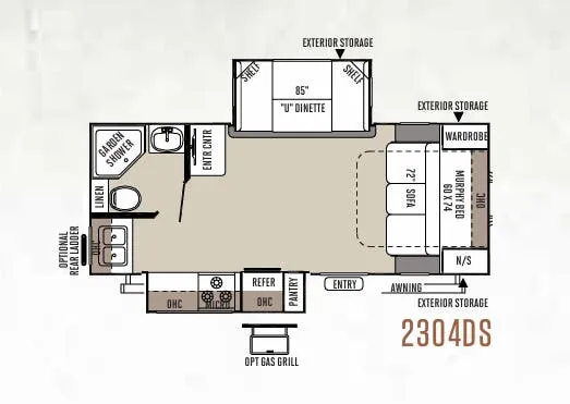 Forest River Rockwood Ultra Lite 2304DS floor plan